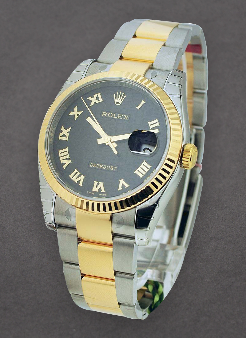 Rolex Unworn Datejust 36mm in Steel with Yellow Gold Fluted Bezel