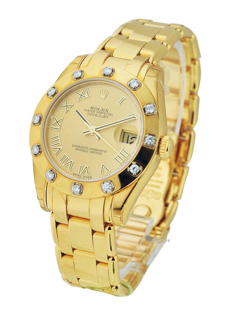 Rolex Unworn Mid Size Masterpiece with in Yellow Gold with Diamond Bezel
