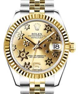 Datejust Midsize 2-Tone on Jubilee Bracelet with Champagne Floral Motif Dial