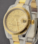 2-Tone Datejust 31mm with Yellow Gold Fluted Bezel on Oyster Bracelet with Champagne Floral Dial