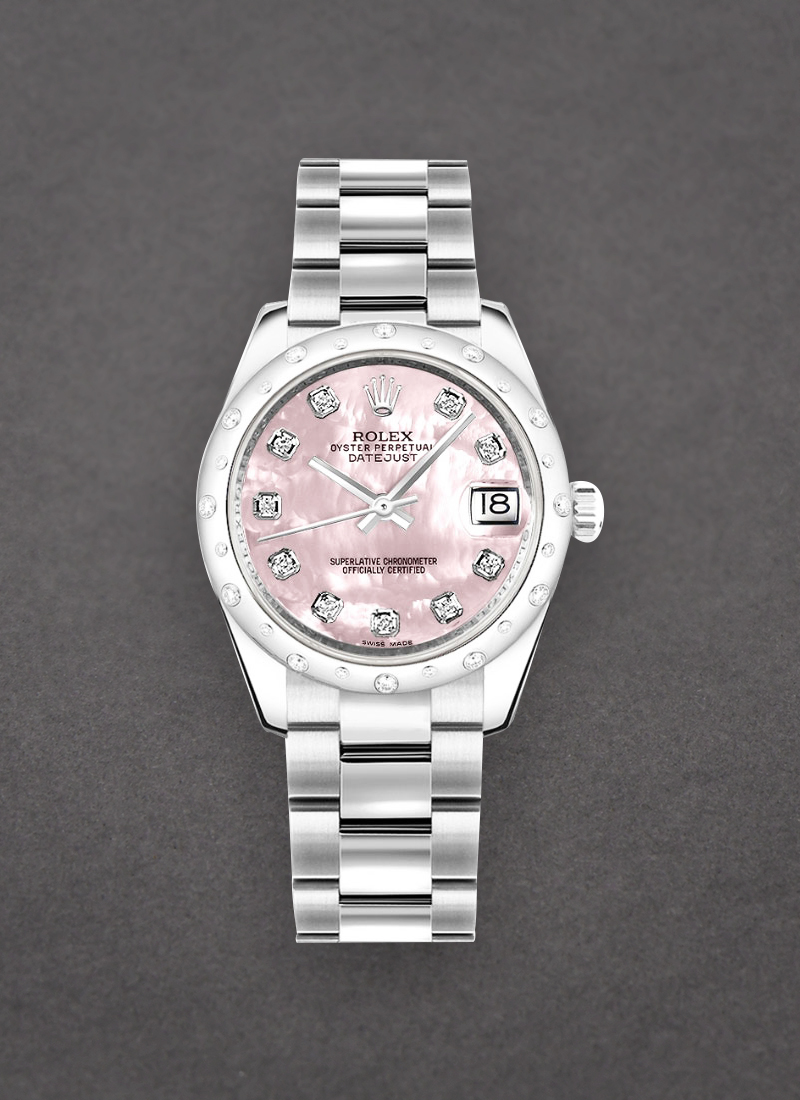 Rolex Unworn Mid Size 31mm Datejust in Steel with 24 Diamond Bezel 