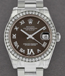 Datejust 31mm in Steel with Diamond Bezel on Steel Oyster Bracelet with Chocolate Roman Dial - Diamond on 6