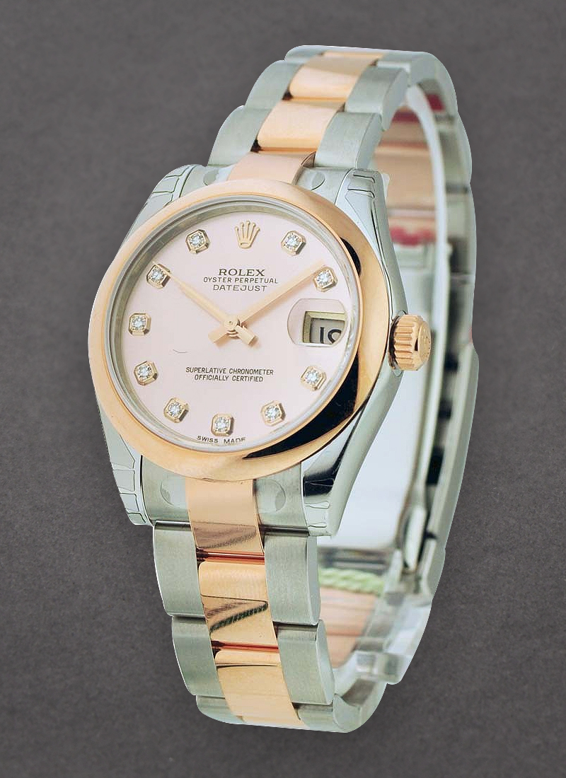 Rolex Unworn Datejust in Steel with Rose Gold Domed Bezel