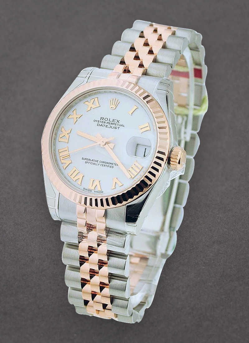 Rolex Unworn Datejust in Steel with Rose Gold Fluted  Bezel