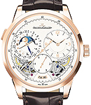 Duometre Quantime Lunaire 40.5 in Rose Gold On Brown Crocodile Strap with Silver Dial