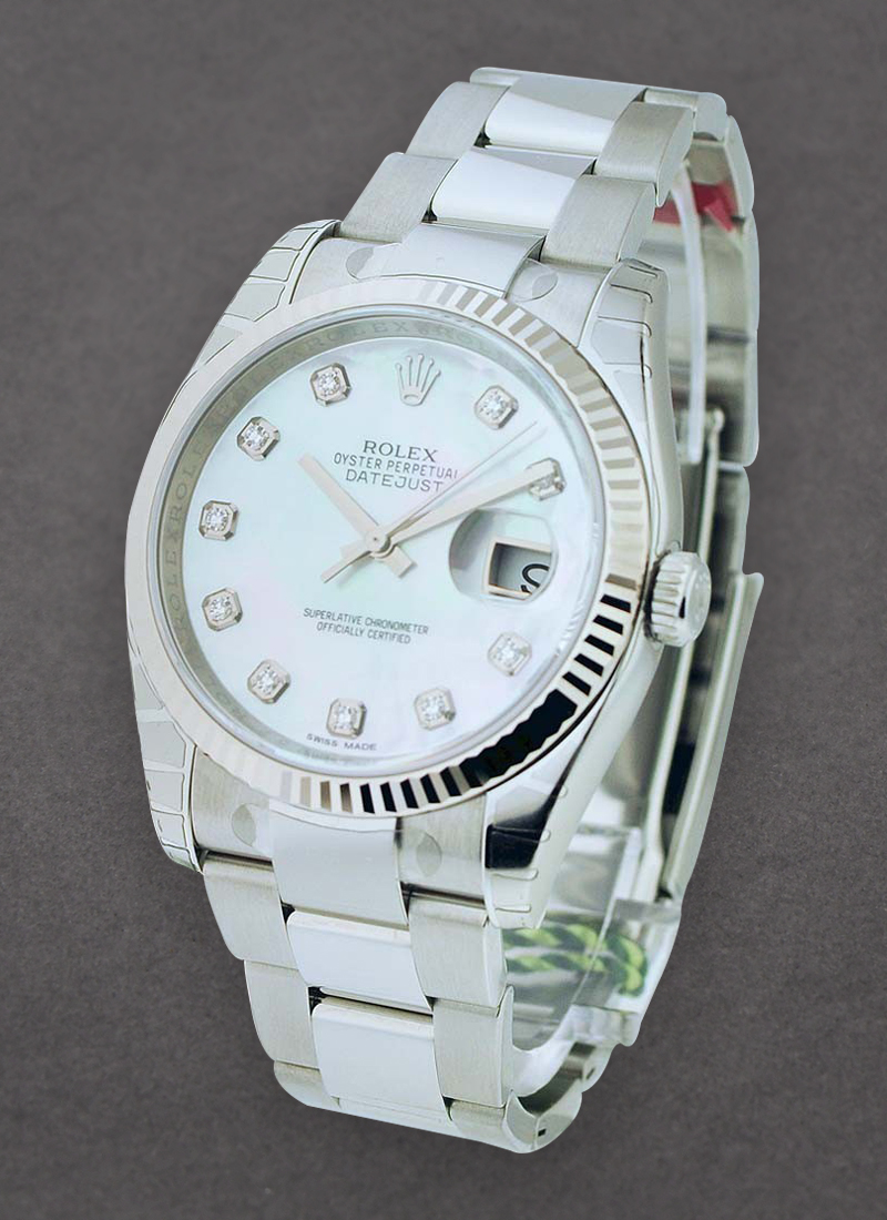 Rolex Unworn Datejust 36mm in Steel and White Gold with Fluted Bezel