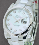 Datejust 36mm in Steel and White Gold with Fluted Bezel on Steel Oyster Bracelet with White MOP Diamond Dial