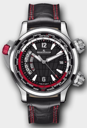 Master Compressor Extreme World Alarm Aston Martin in Titanium  On Black Leather Strap with Black Dial - Red Accents 