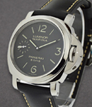 PAM 510 - Marina 8 days in Steel on Black Calfskin Leather Strap with Black Dial
