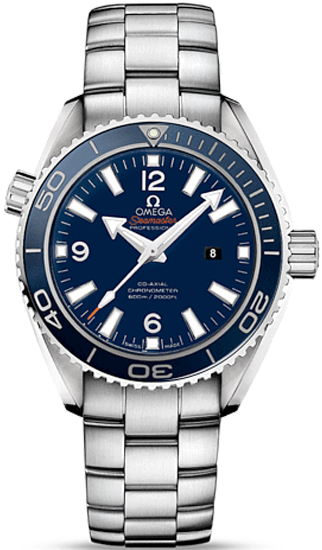 Planet Ocean Liquidmetal in Steel with Titanium Bezel on Steel Bracelet with Blue Dial