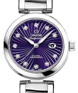 DeVille Ladymatic in Steel with Diamond Bezel on Steel Bracelet with Purple Diamond Dial