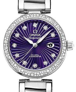 DeVille Ladymatic in Steel with Diamond Bezel on Steel Bracelet with Purple Diamond Dial