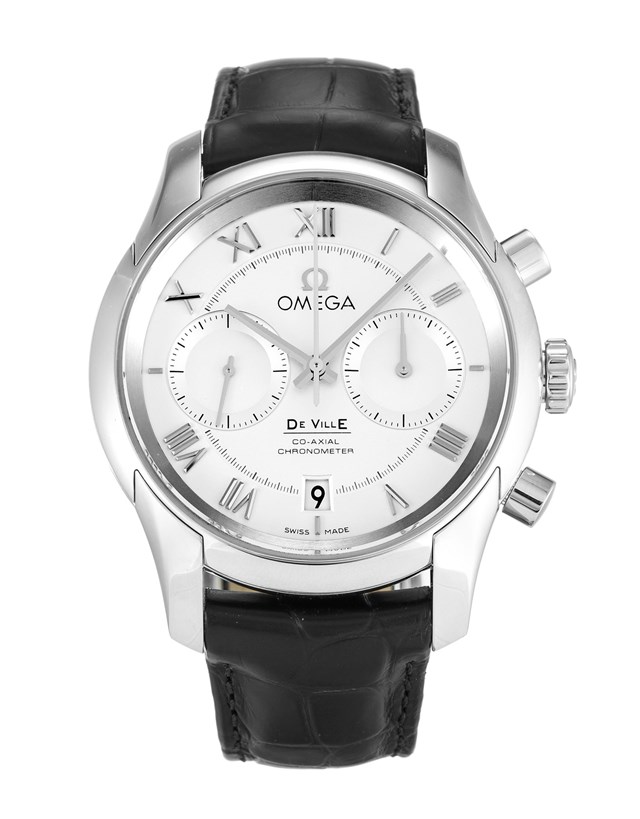DeVille Co-Axial Chronometer in Steel on Black Crocodile Leather Strap with Silver Roman Dial