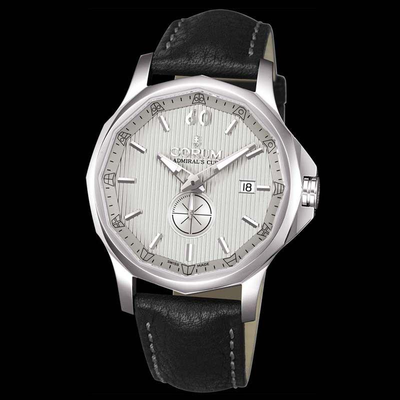 Admiral's Cup Legend 42mm Automatic in Steel On Black Crocodile Leather Strap with Silver Dial