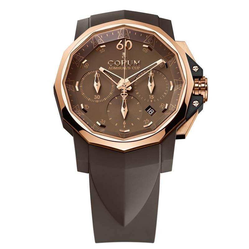 Admiral's Cup Challenge 44mm Automatic in Rose Gold On Brown Rubber Strap with Brown Dial
