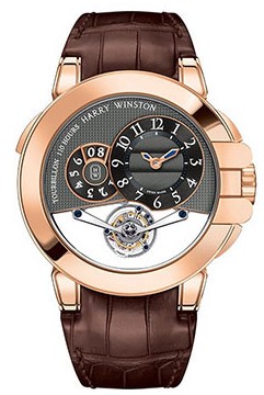 Ocean Tourbillon Big Date Automatic in Rpse Gold Rose Gold on Black Strap with Grey Diamond Dial