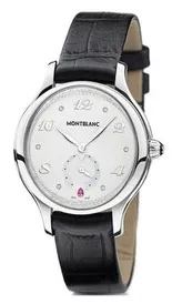 Princess Grace de Monaco Quartz in Steel On Black Crocodile Leather Strap with White Diamond Dial