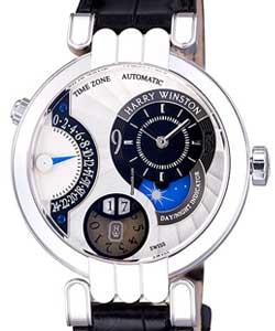 Premier Excenter Time Zone 41mm Automatic in White Gold On Black Cropcodile Leather Strap with Silver Dial