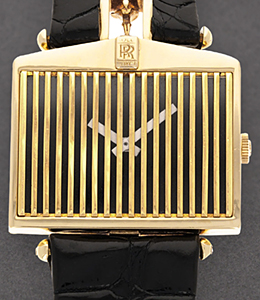 Rolls Royce Spirit of Ecstasy Manual in Yellow Gold On Black Alligator Strap with Black Dial