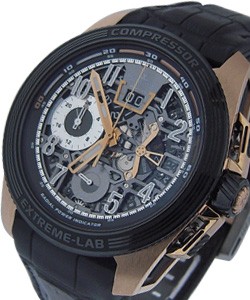 Master Compressor Extreme Lab 2 - LE to 200 pcs. Only in Rose Gold On Black Strap with Grey Skeleton Dial