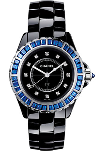 Chanel J 12 Black Large Size with Sapphires Watches