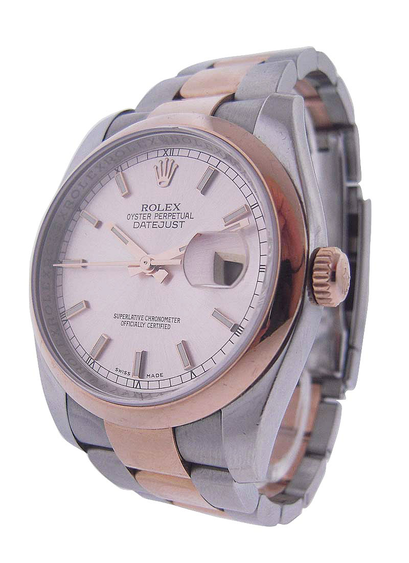 Pre-Owned Rolex Datejust 36mm in Steel with Rose Gold Domed Bezel