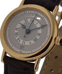 Classique Automatic 25mm Size Yellow Gold on Strap with Silver Dial 