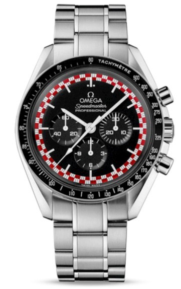 Speedmaster 40th Anniversary Moonwatch in Steel on Steel Bracelet with Black Dial - Red and White Checker