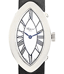 Classique Womens Quartz in White Gold On Black Satin Strap with White Roman Dial