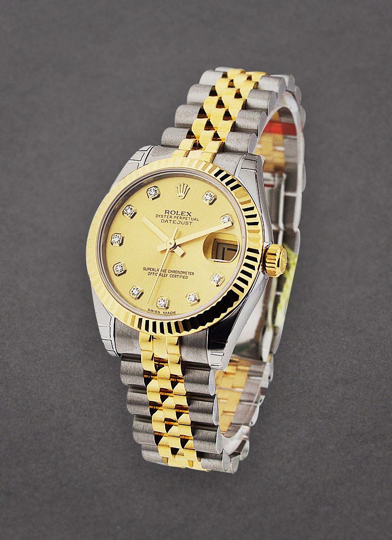 Rolex Unworn Datejust 31mm in Steel with Yellow Gold Fluted Bezel