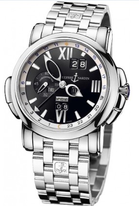 GMT +/- Perpetual 42mm Automatic in White Gold on White Gold Bracelet with Black Romand Dial