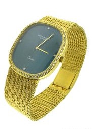 3875/1J Gold Ellipse with Diamonds Yellow Gold on Bracelet with Blue Dial