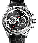 El Primero Rattrapante 44mm Automatic in Steel On Black Crocodile Leather Strap with Black Dial