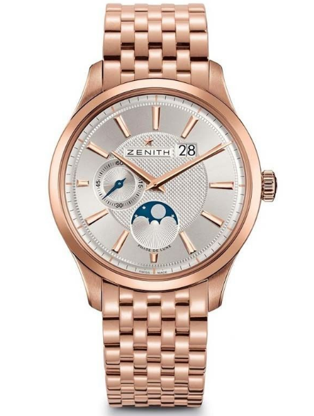 El Primero Captain Elite Moonphase in Rose Gold On Rose Gold Bracelet with Silver Dial