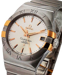 Constellation Men's Automatic in Steel and Rose Gold on Steel Bracelet with Silver Stick Dial