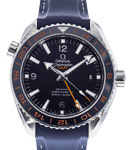 Seamaster Planet Ocean GMT in Steel with Blue Bezel on Blue Leather Strap with Blue Dial