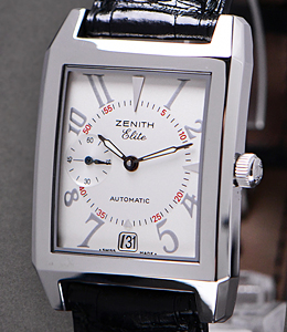 Port Royal Elite Rectangle Automatic in Steel On Black Alligator Strap with Silver Dial