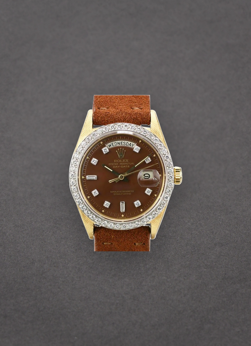 Pre-Owned Rolex Vintage Day-Date 35.5mm in Yellow Gold with Diamonds Bezel