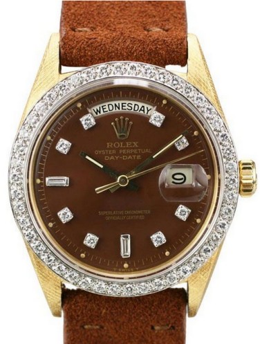 Pre-Owned Rolex Vintage Day-Date 35.5mm in Yellow Gold with Diamonds Bezel
