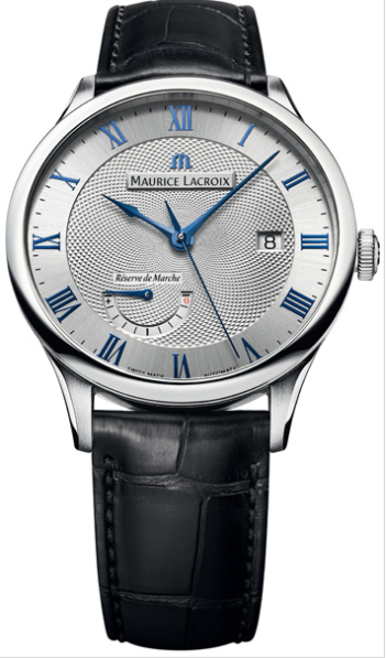 Masterpiece Reswerve de Marche Automatic in Steel On Black Crocodile Strap - Silver Dial - Blue Markers