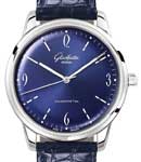 Senator Sixties 39mm Automatic in Steel on Blue Crocodile Leather Strap with Blue Dial