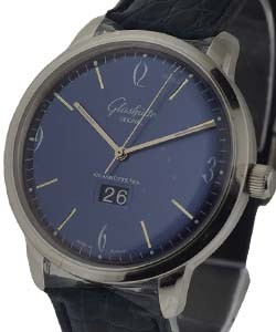 Senator Sixties Panorama Date Automatic in Steel On Blue Crocodile Strap with Blue Dial