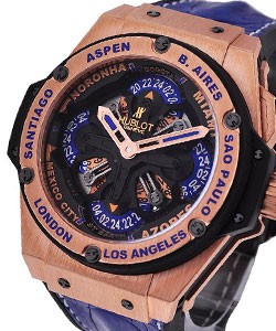 King Power Big Bang Unico GMT Latin America Edition Rose Gold on Blue Strap - Limited to 50 pcs. Only
