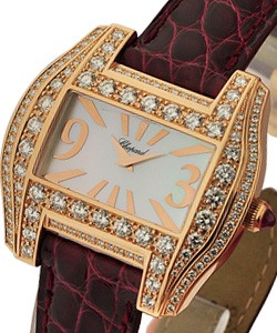 Classique Watch with Diamond Bezel Rose Gold on Burgundy Strap with White MOP Dial