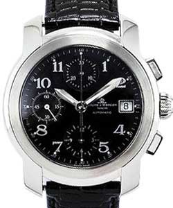 Capelan Chronograph in Steel On Black Alligator Leather Strap with Black Dial