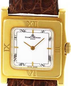 Hampton Square Mens Automatic in Yellow Gold Yellow Gold on Leather Strap with White Dial