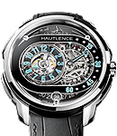 HLRQ Men''''s Manual in Polished Steel and Titanium on Black Crocodile Strap with Black Skeletonized Dial