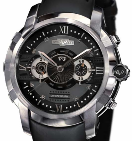 Glorious Knight 46mm Chronograph Automatic in Stainless Steel On Black Leather Strap with Black Dial