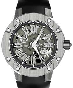 RM 033 Extra Flat Automatic in Titanium on Black Rubber Strap with Skeleton Dial