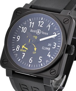 Aviation BR 01-97 Power Reserve Climb in PVD Steel on Black Rubber Strap with Black Dial